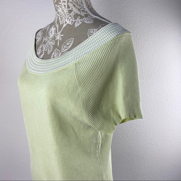 Style & Co Yellow Citrine Boatneck Top Silk XL Short Sleeve - Picture 3 of 7